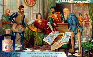 Militair ingenieur, Het leven van Leonardo da Vinci, Liebig-kaart (print)