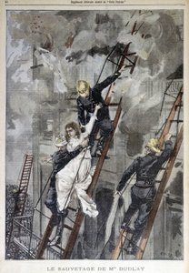 Redding van mevrouw Duplay door de brandweer - in "Le Petit Parisien", n.d. door School French