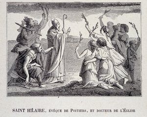 Sint Hilaire, bisschop van Poitiers en kerkleraar die stierf in 367 door School French
