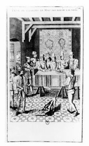 De arrestatie van Karel II de Slechte, koning van Navarra, in 1356 (gravure) door School French