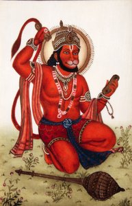 Heer Hanuman Miniatuurschilderij op Ivoor door School Indian