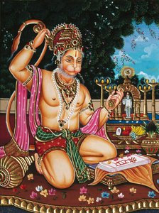 Heer Hanuman miniatuurschilderij op papier door School Indian