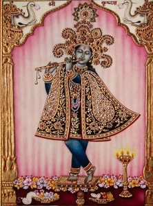 Heer Krishna miniatuurschilderij op ivoor