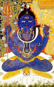 Heer Shiva Shanker Miniatuurschilderij op Papier Tantrik door School Indian
