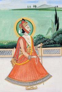 Miniatuurschilderij van Maharaja Sawai Jai Singh de Derde, Jaipur door School Indian