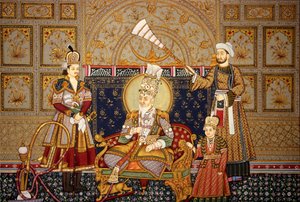 Miniatuurschilderij van Mughal keizer Shah Jahan op papier