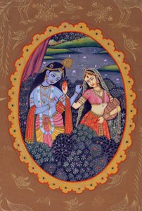 Miniatuurschilderij van Radha Krishna