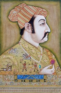 Mogol miniatuurschildering van Akbar door School Indian