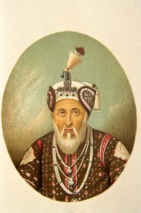 Portret van Mughal keizer Akbar Shah, India door School Indian