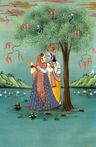 Radha Krishna miniatuurschilderij op papier