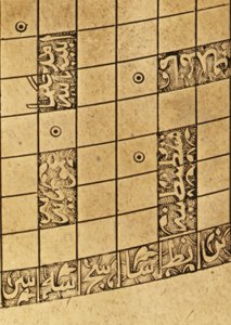 Detail van een Islamitische Mekka-gecentreerde wereldkaart, Safavid-dynastie, uit Isfahan