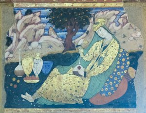 Fresco in het Chehel Sotoun-paleis, Esfahan, Iran door School Iranian