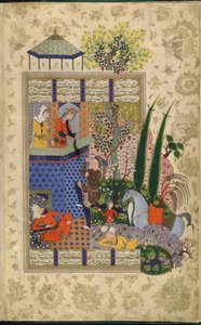 Zal op het balkon van Rudaba, uit Shahnama door Firdawsi door School Iranian