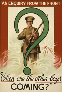 Wervingsaffiche voor de Grote Oorlog, uitgegeven in Ierland (kleurenlitho)