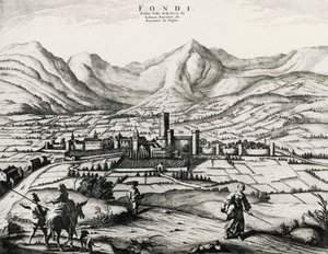 Stad Fundi in Lazio, gravure, Italië door School Italian
