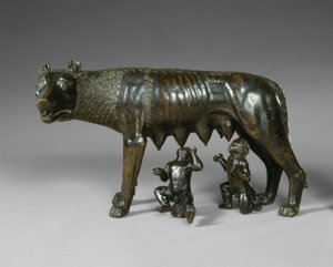 De Capitolijnse Wolvin die Romulus en Remus Zoogt door School Italian