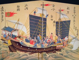 Japanse Koopvaardijschip uit de 18e eeuw door School Japanese