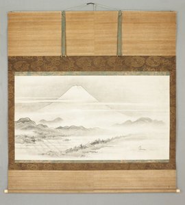 Kakemono, landschap van Mt. Fuji door Japanese School