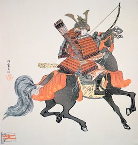 Samurai van Oud Japan gewapend met boog en pijlen