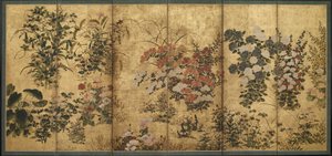Zomer- en herfstbloemen, Edo Periode door Japanese School