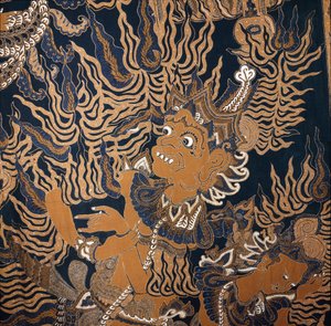 Javaanse batik met een monster door School Javanese