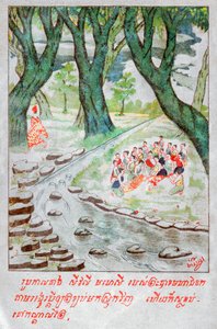 Mahajanaka Jataka, ca. 1910 (illustratie) door School Laotian
