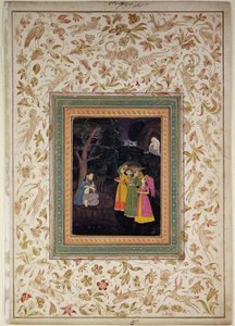 Sultan Ibrahim Adham van Balkh met engelen, Johnson Album VI, nr. 5, ca. 1770-80 door School Mughal