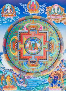Groene Tara Mandala die de moederlijke beschermer uit alle gevaren in de oceaan van het bestaan afbeeldt door School Nepalese