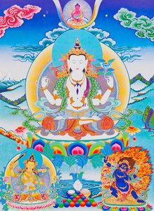 Afbeelding van Chenresi, de heer van de zes lettergrepen "Om Mani Padme Hum" door School Nepalese