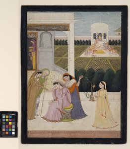 Een dame troosteloos, terwijl de anderen Holi spelen, c.1790