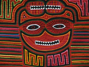 Handgenaaid gekleurd katoen, San Blas Archipel, Republiek Panama (detail) door School Panamanian