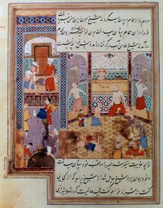 Groep mannen in een hammam door School Persian