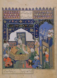 Timur op de troon in Balkh, Perzisch door School Persian