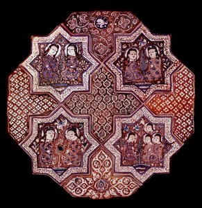 Perzische kunst: fragment van een faience wandpaneel, uit Damghan. Washington. Kunstmuseum door School Persian