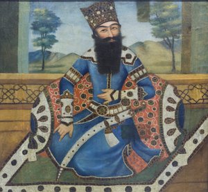 Portret van Fath Ali shah door School Qajar
