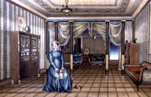 Een Vrijgezelle Vrouw in een Neoklassieke Zitkamer Interieur, c.1835