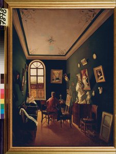 Het atelier van de schilder door School Russian
