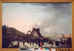 De achtbaan op de Neva in Sint-Petersburg door School Russian