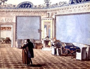 Neoklassieke blauwe tekenkamer in Sint-Petersburg door School Russian