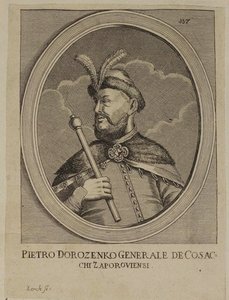 Petro Dorofeyevych Doroshenko, hetman van Rechts-oever Oekraïne (gravure) door School Russian