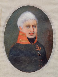 Portret van de dichter Anton A. Delvig (1798-1831) (in militair uniform) door School Russian
