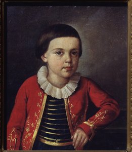 Portret van de dichter Mikhail Lermontov als kind