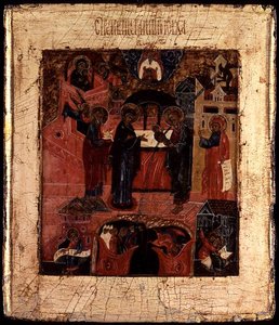 Russische icoon van de presentatie van Christus in de tempel, eind 17e eeuw door School Russian