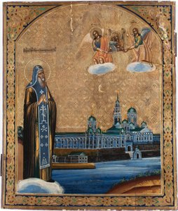 Sint Nilus van Stolbensk (overleden in 1554) - Sint Nilus van het Seligermeer - Russische icoon door School Russian