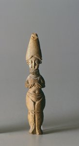Beeldje met een hoge hoed, uit Susa, Iran, 4e-6e eeuw n.Chr. door School Sasanian