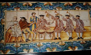 Azulejos tegels met trompettisten en een drummer door School Spanish