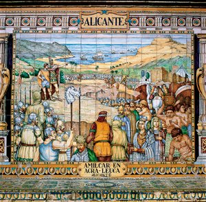 Carthagers geleid door Hamilcar en zijn zoon Hannibal en de stichting van Alicante door School Spanish