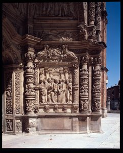 Uitzicht op de gevel van de kathedraal van St. Mary, Astorga, Spanje door School Spanish