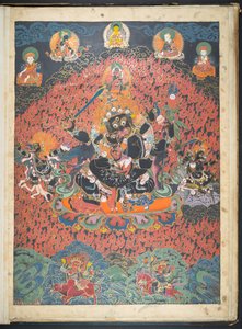 Een van 12 tekeningen die Tibetaanse godheden uitbeelden door een Tibetaanse kunstenaar, waarschijnlijk in Lhasa door School Tibetan