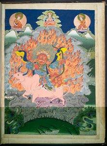 Een van 12 tekeningen die Tibetaanse godheden uitbeelden door een Tibetaanse kunstenaar, waarschijnlijk in Lhasa